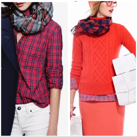 J.Crew red Tartan popover sz 00. - Picture 2 of 8